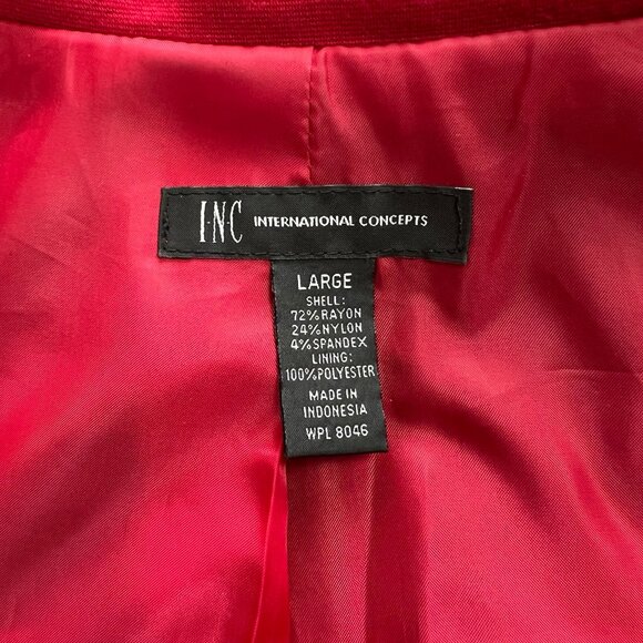 Red Stylish INC Coat with gold details Size Large. - Picture 7 of 15